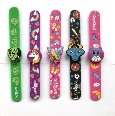 China Custom Printed Silicone slap bracelet from china slap bracelet manufacturer,silicone slap band,silicone slap bracelet with 3D character for sale