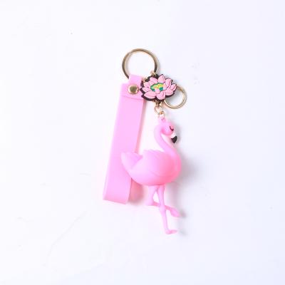 China Promotion Gift Wholesale 3D PVC Flamingo Cartoon Key Chain Promotion Gift Key Chain for sale