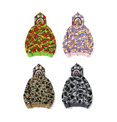 China Waterproof 2021 Wholesale Trendy Unisex Casual Hoodies Bape Camouflage Star Shark Printing Fashion Style Thin Hoodies for sale