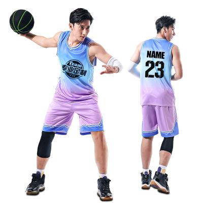 China Cheap Breathable Basketball Uniform Sets Quick Dry Mens Basketball Uniform Plus Size Adults Breathable Basketball Uniform for sale