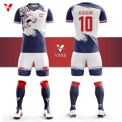 China Sets Wholesale 100% Custom Men's Football Uniforms Football Wear Set Cheap Sublimation Polyester Camisetas Football Tank Tops Kits With Logo for sale