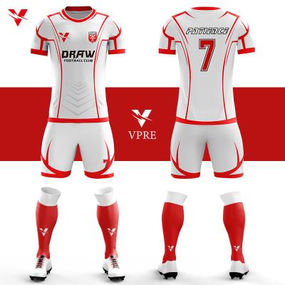 China New 2021 Custom Design Wholesale Polyester Print Number Adult Club Soccer Uniforms Top Breathable 100% With Socks Store Salary Link for sale