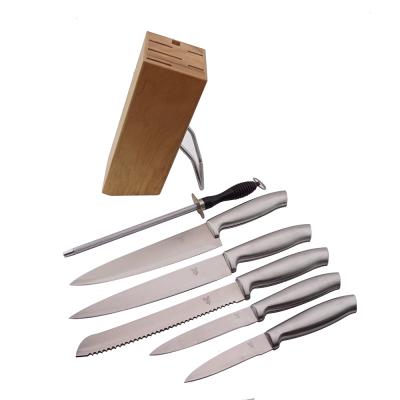 China Practical Sustainable 7Pcs Sandwich Handle Satin Blade Kitchen Knife Set for sale