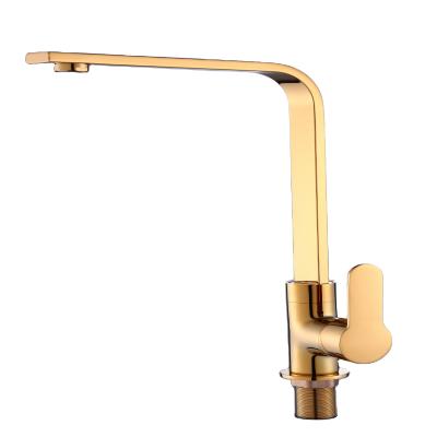 China Modern Kitchen Faucet Gold Plating Handle Hole 2 Ways Kitchen Faucet Single Mixer Tap en venta