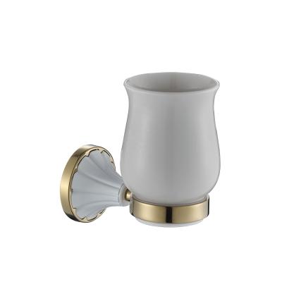 China Goldv Modern Rocker Holder Frame Around Stent Low Zinc Alloy Ceramic Bathroom Cup Simple Wall Installation for sale