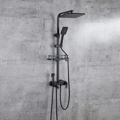 China With 2021 Thermostatic Bath Shower Set Chrome Bathroom Hotel Bathroom Set Bath Rainfall Shower Column Set With Slide Bar for sale