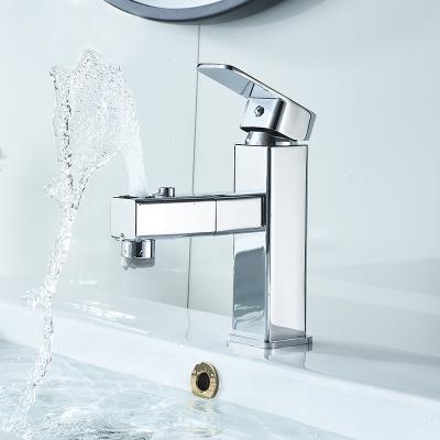 China Metered Faucets Copper Basin Pull Out Faucet Household Wash Basin Hot And Cold Pullout Washable Faucet for sale