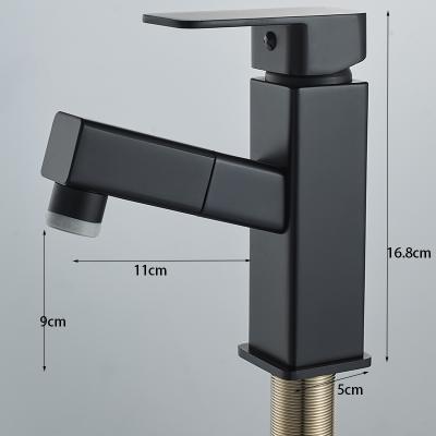 China Modern Pull Out Bathroom Sink Faucet Kitchen Basin Hot&Cold Brass Mixer Tap Lower Vessel Sink Faucet With Swivel Spout for sale