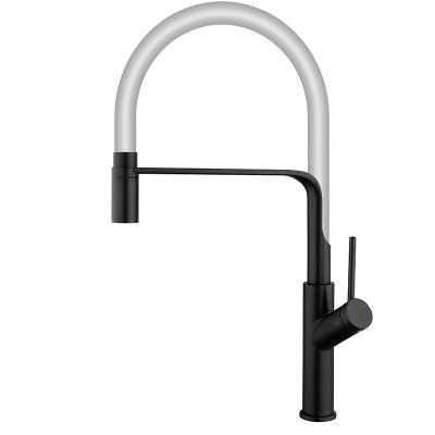 China Modern Contemporary Jet Black Sink Faucet Pull Down Kitchen Faucet 304 Matte Black Kitchen Faucet for sale