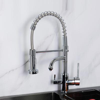 China Pull Out Spray Faucets 3way Hole Deck Mounted Mixer Tap 360 Rotation With Water Purification Features Mixer Tap For Kitchen for sale