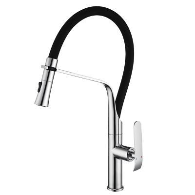 China Sense Faucets Single Handle Hole Matte Black Pull Out Spring Kitchen Faucet With Faucet Hole Cover Kitchen Sink Faucet For Sink for sale