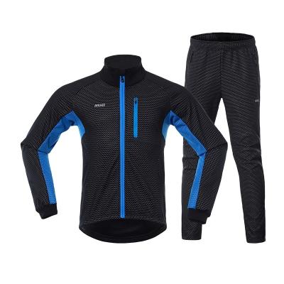 China Autumn And Winter Three Layer Breathable Composite Fleece Men's Warm Cycling Jacket Pants 20A Cycling Slot for sale