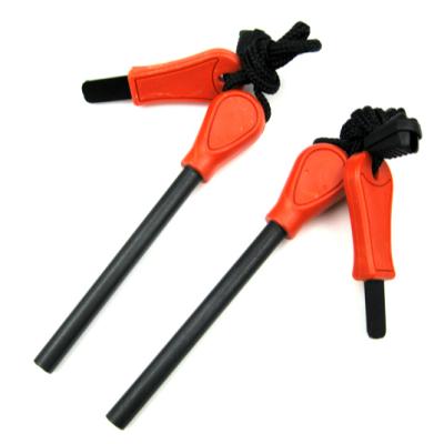 China Waterproof Outdoor Survival Handle Emergency Orange Fire Starter Rod Custom Magnesium Flint Ferro Rod for sale