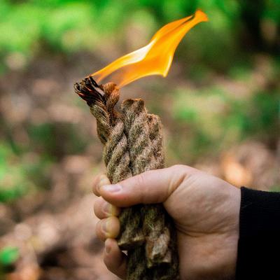 China 5 Inch Eco-Friendly Fast Burning Jute Wax Fire Starter Hemp Flammable Camping Rope Lighter Flammable for sale