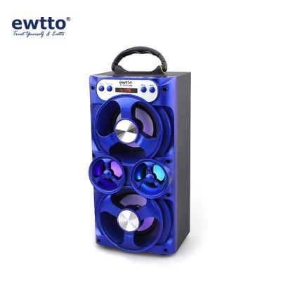 China No ewtto 4 Inch Blue Tooth Speaker Wooden Box Portable Subwoofer Speaker With Colorful Light for sale