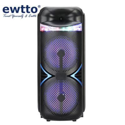 China No Support EWTTO Outdoor Portable Home Theater System 8 Inch Dual 8 Inch USB TF FM Wireless BT Trolley Speakers With LED Light for sale