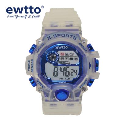 China Wholesale ewtto Alarm LCD Night Light Sports Watch Digital Waterproof Wrist Watch For Teens Men Women for sale