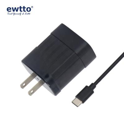 China Safe Convenient Type-C 2A Charging Cable 4.8A ewtto 1.2M Charger Set US Plug Charger With 2 USB Ports for sale