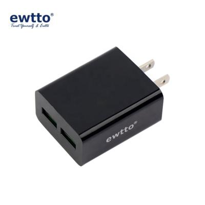 China Safe convenient ewtto 1.2M V8 interface 2A cable and3.8A charging charger set US plug charger with 2 USB ports for sale