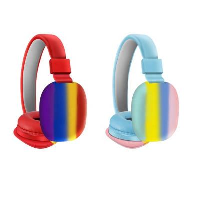 China Newest AH806A Rainbow Headphones Music Girls Stereo Sound Adjustable Noise Wireless Cute Headset High Fidelity Headphones Canceling Headphones for sale