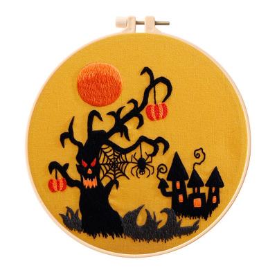 China Cotton Halloween embroidery for beginners kit with hoop, thread, full kit, DIY craft for beginner for sale