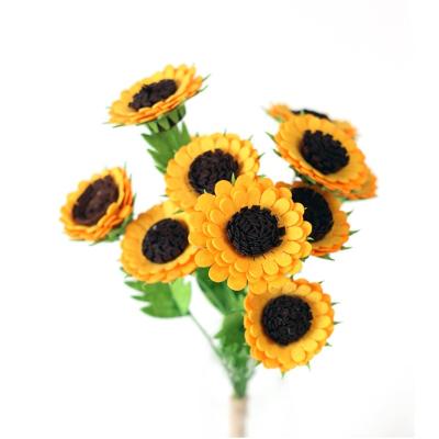 China Eco-friendly Non-woven Fabrics Felt DIY Craft Kits Handmade Decoration Fake Flower Artificial Flower Making Supplies Sunflower Bouquet for sale