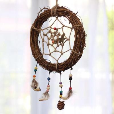 China Innoative DIY America's Dream Catcher Indian Dreamcatcher Supplies Kit Includes Rattan Garland Floral Circle All In One Set for sale