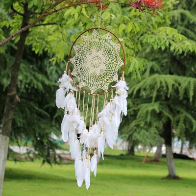 China Beautiful Handmade Dreamcatcher Cotton Craft Home Onerment Decoration Wall Decor Beige Living Room for sale