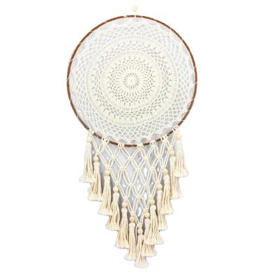 China 100% Handmade INS Catcher Style 40CM Diameter Cotton Nordic Dreamy Organic Macrame Rope Crafts For Home Decor for sale