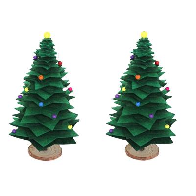 China 2 PCS Handwork of DIY Mini Christmas Tree for Kids Children Non-Woven Fabric Felt Crafts Home Ornament Indoor Decor Kit Set (Set of 2) for sale