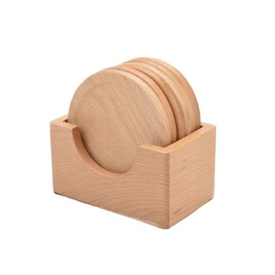 China Waterproof Wooden Coasters 6 Packs With Stand 100% Organic Natural Decor Dinner Coaster For Drinks Furniture Stylish Protection for sale