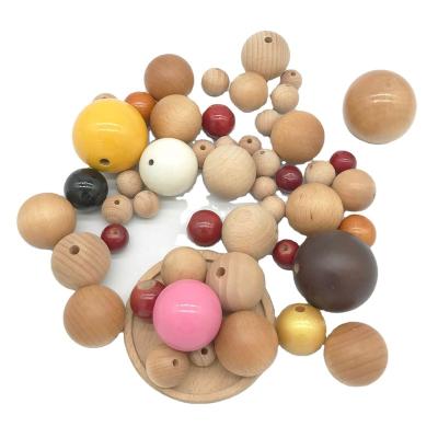 China Europe Wood Bead Wooden Balls Customized Wholesales Gugertree Loose Beech Beads Variety Of Sizes Available for sale