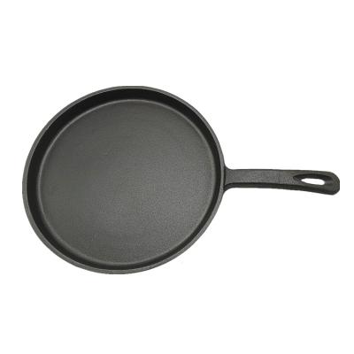 China 26.5cm new viable custom shallow flat round shape cast iron pancake pancake pan tawa pan for sale