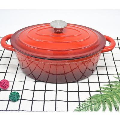 China Sustainable Hot Sale 7QT Amazon Red Color Oval Shape Enameled Cast Iron Dutch Oven With Lid for sale