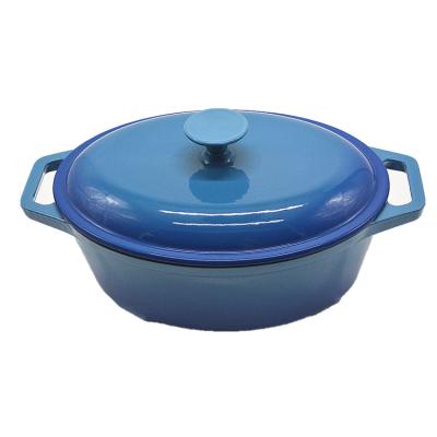 China 2qt Amazon Sustainable Hot Selling Oval Shape Cast Iron Enamel Casserole Casserole With Lid for sale