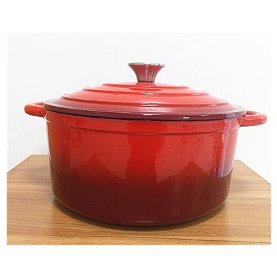 China Sustainable High Quality 5.5L Red Color Enamel Cast Iron Cooking Pots With Lid for sale