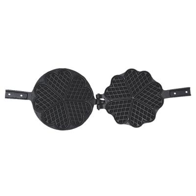 China 19cm Heart Shape Non Stick Disposable Cake Cookware Pre-Seasoned Cast Iron Waffle Makers With Two Pieces for sale