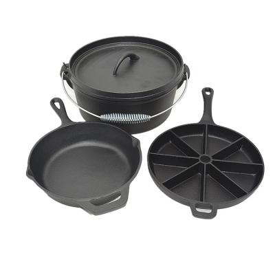 China Vegetable Oil Sustainable Pre-Seasoned Cast Iron Cooking Sets Cookware for sale