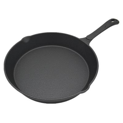 China Sustainable Manufacture 25cm China Flat Bottom Frying Pan Pre-Seasoned Cast Iron Cooking Pans for sale