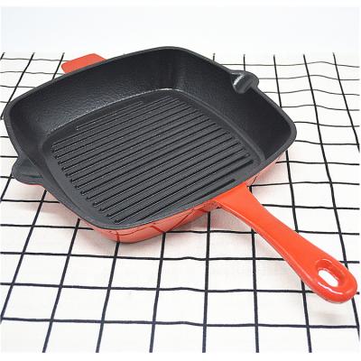 China Sustainable 25cm Kitchen Stove Cookware Cast Iron Enamel Coating Square Cooking Pots and Pans Sets for sale