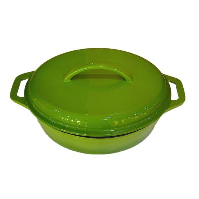 China Durable USA Shape Green Color Enamel Cast Iron Oval Heavy Duty Deep Pot With Lid for sale