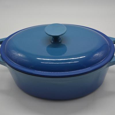 China Durable Cast Iron 7Quart Enamel Covered Oven Casserole With Oval Dutch Lid for sale