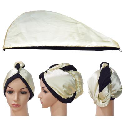 China Disposable Premium Satin Microfiber Terry Material Hair Towel Wrap for sale