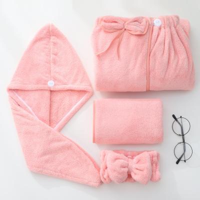 China Coral Fleece Towel Spa Towel High Quality Hypoallergenic Set Bath Towel Set 4-Piece for sale