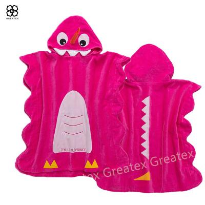 China Sustainable Premium Coloful Dinosaur Pattern Hooded Baby Towel Cotton For Kids for sale