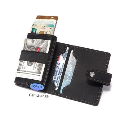 China Rfid Blocking Automatic Smart Leather Wallet Rfid Blocking Noise Up Wallet Wallet Aluminum Money Clip for sale