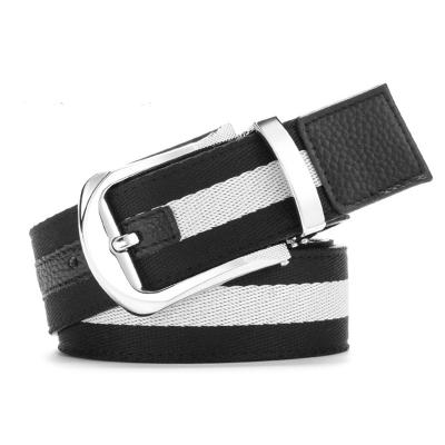 China Eco-Friendly Cowhide Leather Belt Factory Customized Men And Women Belt Colorful Fabric Nylon Leather Belt for sale