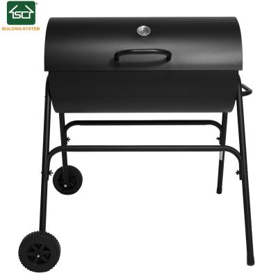 China Adjustable Height in Stock Portable Oil Can Charcoal BBQ Smoker Grill with Lid for Patio Garden BBQ Gathering for sale