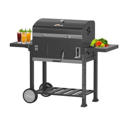 China Heavy Duty Adjustable Height Cast Iron Trolley Charcoal Barbecue Grill And Smoker for sale