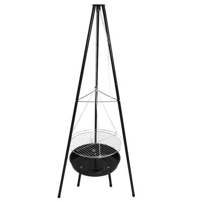 China Easily Assembled Hanging Tripod Charcoal Grill Outdoor Pit Fire Pit Hanging Charcoal Grills For Backyard BBQ for sale